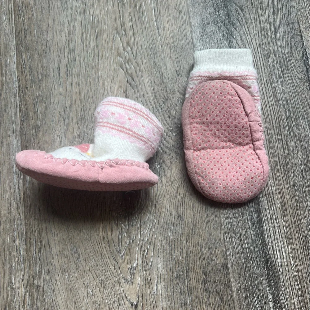 Fair Isle deer grippy slipper booties